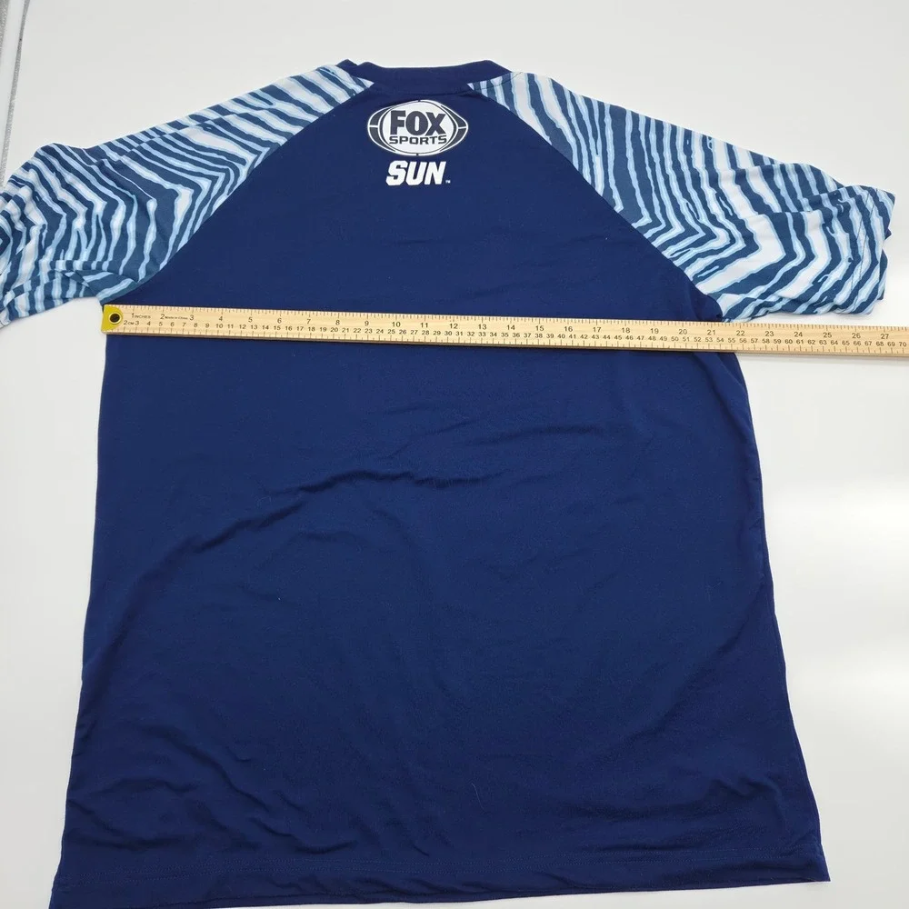 Zubaz Tampa Bay Rays MLB Shirt Mens Medium Navy Blue Zebra Raglan Fox Sports Sun - Picture 5 of 8
